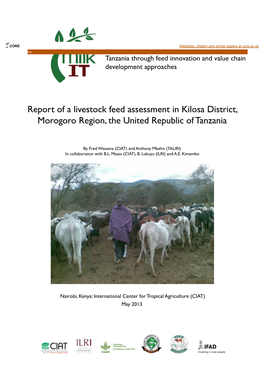 Report of a Livestock Feed Assessment in Kilosa District, Morogoro Region, the United Republic of Tanzania