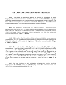 Viii. Language-Wise Study of the Press