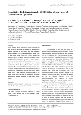 Quantitative Ballistocardiography (Q-BCG) for Measurement of Cardiovascular Dynamics