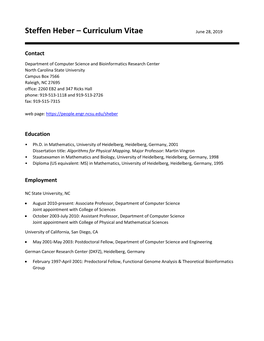 Steffen Heber – Curriculum Vitae June 28, 2019