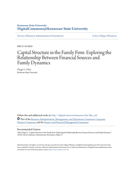 Capital Structure in the Family Firm: Exploring the Relationship Between Financial Sources and Family Dynamics Diego G