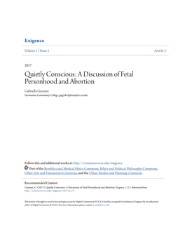 A Discussion of Fetal Personhood and Abortion Gabriella Graziani Germanna Community College, Geg2443@Email.Vccs.Edu