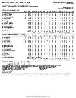 Box Score Jazz