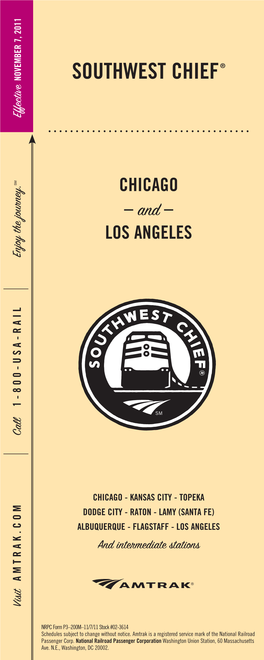 Southwest Chief Train Schedule November 2011