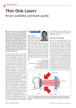 Thin Disk Lasers Power Scalability and Beam Quality