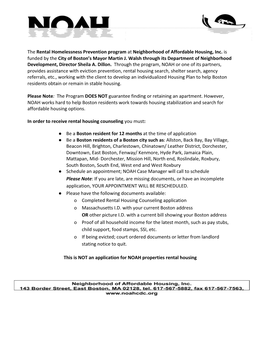 The ​Rental Homelessness Prevention Program​At