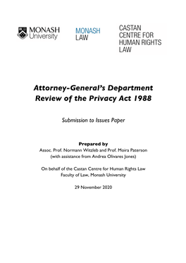 Attorney-General's Department Review of the Privacy Act 1988