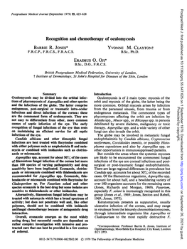 Recognition and Chemotherapy of Oculomycosis BARRIE R