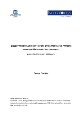 Biology and Evolutionary History of the Facultative Parasitic Nematode Halicephalobus Gingivalis