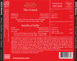 MENOTTI the Consul Amelia Al Ballo