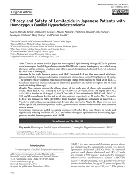 Efficacy and Safety of Lomitapide in Japanese Patients with Homozygous Familial Hypercholesterolemia