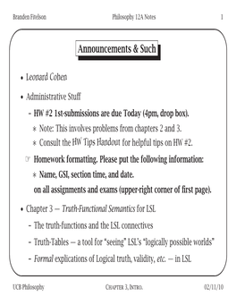 Philosophy 12A Notes 1