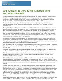 Anil Ambani, R-Infra & RNRL Barred from Secondary Markets