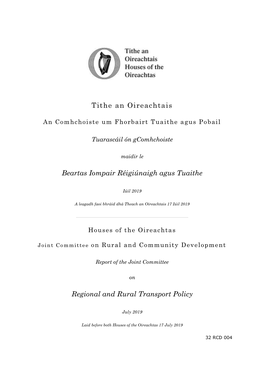 Report on Regional and Rural Transport Policy
