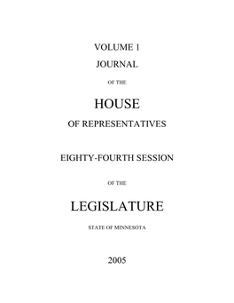 Journal of the House [1St Day