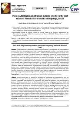 Physical, Biological and Human-Induced Effects on the Reef Fishes of Fernando De Noronha Archipelago, Brazil