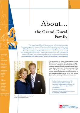 About... the Grand-Ducal Family / Information and Press Service of the Luxembourg Government / the Sovereigns of the Grand Duchy