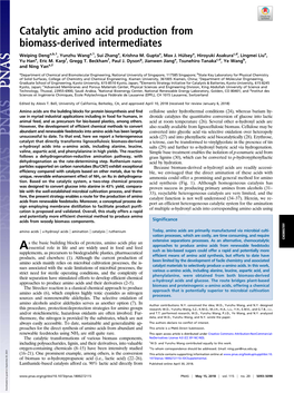 Catalytic Amino Acid Production from Biomass-Derived Intermediates