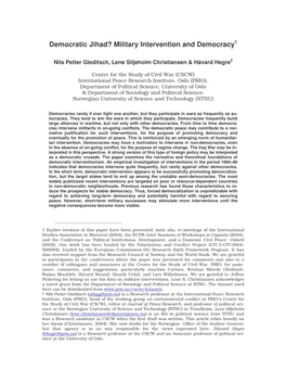 Democratic Jihad? Military Intervention and Democracy1