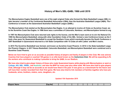 History of Men's SBL-QABL 1986 Until 2019