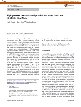 High-Pressure Structural Configuration and Phase Transition in Celsian