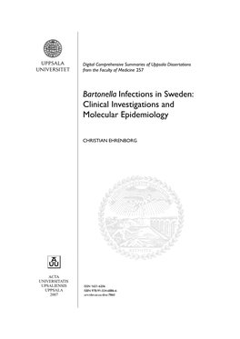 Bartonella Infections in Sweden: Clinical Investigations and Molecular Epidemiology