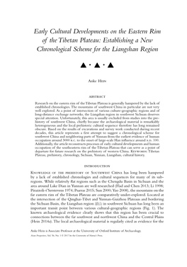 Early Cultural Developments on the Eastern Rim of the Tibetan Plateau: Establishing a New Chronological Scheme for the Liangshan Region