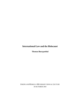 International Law and the Holocaust