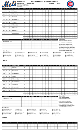 New York Mets(58-73) Vs Chicago Cubs(77-53)