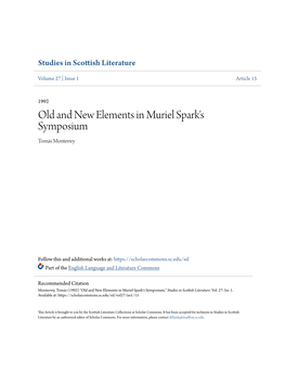 Old and New Elements in Muriel Spark's Symposium Tomás Monterrey