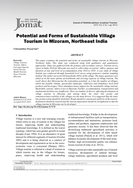 Potential and Forms of Sustainable Village Tourism in Mizoram, Northeast India
