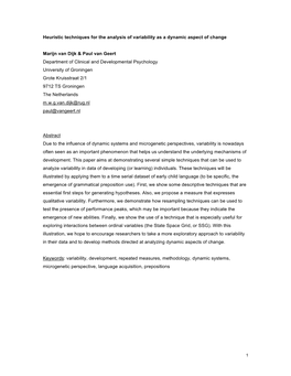 Heuristic Techniques for the Analysis of Variability As a Dynamic Aspect of Change