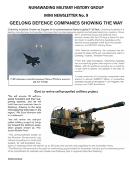 NUNAWADING MILITARY HISTORY GROUP MINI NEWSLETTER No. 9 GEELONG DEFENCE COMPANIES SHOWING the WAY