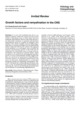 Invited Review Growth Factors and Remyelination in The