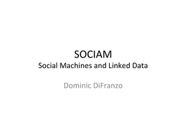 SOCIAM Social Machines and Linked Data