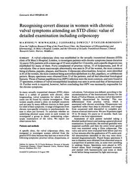 Recognising Covert Disease in Women with Chronic Vulval Symptoms Attending an STD Clinic: Value of Detailed Examination Including Colposcopy