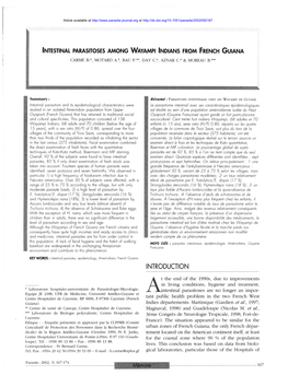 Intestinal Parasitoses Among Wayampi Indians from French Guiana