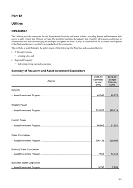 2019-20 Budget Statements Part 12 Utilities