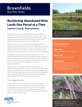 Reclaiming Abandoned Mine Lands One Parcel at a Time: Luzerne County Pennsylvania