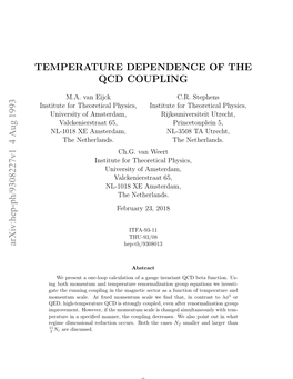 Temperature Dependence of the Qcd Coupling