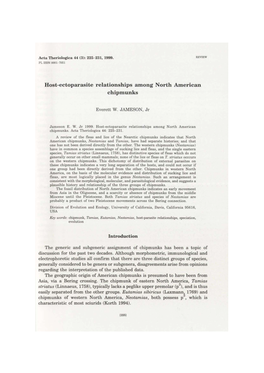 Host-Ectoparasite Relationships Among North American Chipmunks