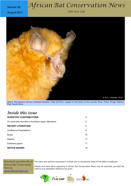 African Bat Conservation News August 2011 ISSN 1812-1268