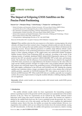 Article the Impact of Eclipsing GNSS Satellites on the Precise Point Positioning