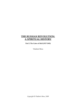 The Russian Revolution: a Spiritual History