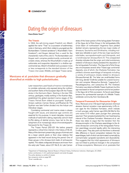Dating the Origin of Dinosaurs Hans-Dieter Suesa,1