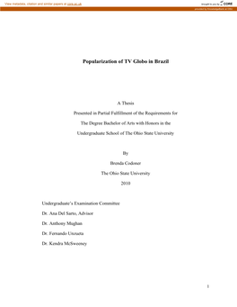 Popularization of TV Globo in Brazil