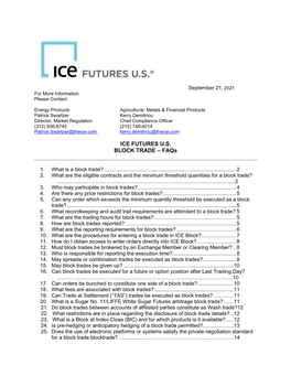 ICE FUTURES U.S. BLOCK TRADE – Faqs