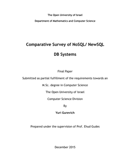 Comparative Survey of Nosql/ Newsql DB Systems