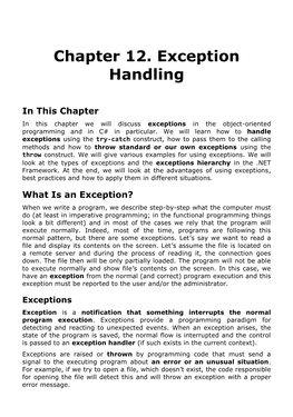 Chapter 12. Exception Handling