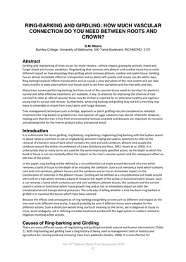 Ring-Barking and Girdling: How Much Vascular Connection Do You Need Between Roots and Crown?